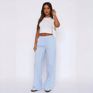Striped Wide-Leg Pants - High-Waisted Design