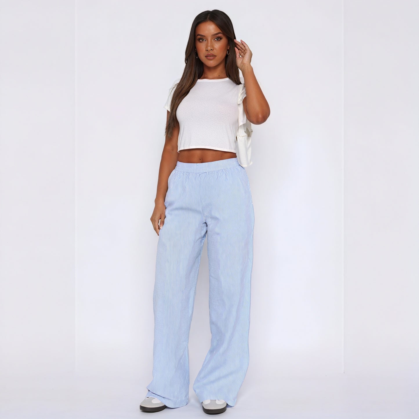 Striped Wide-Leg Pants - High-Waisted Design