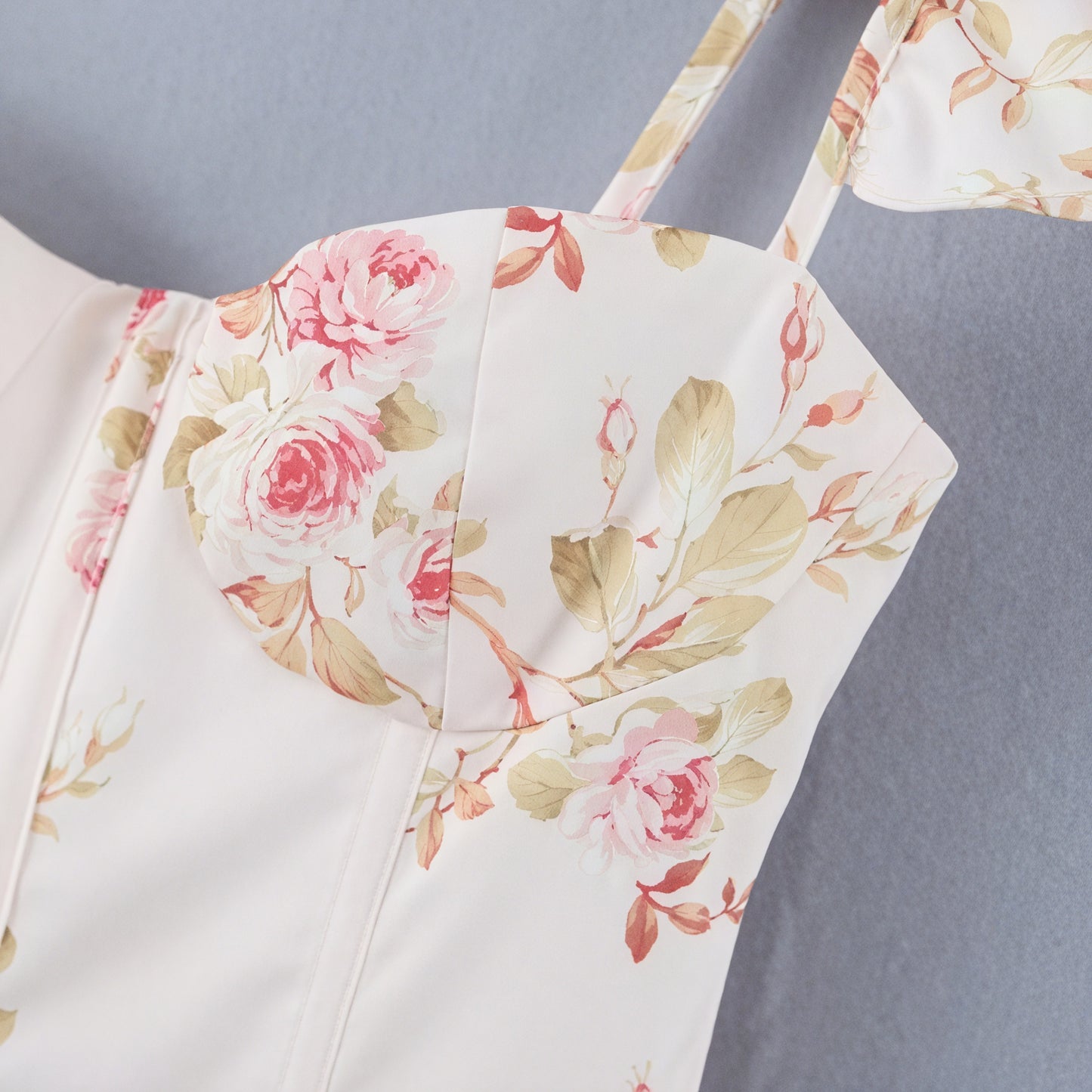 Floral Peplum Top - Lace Trim & Puffed Sleeves