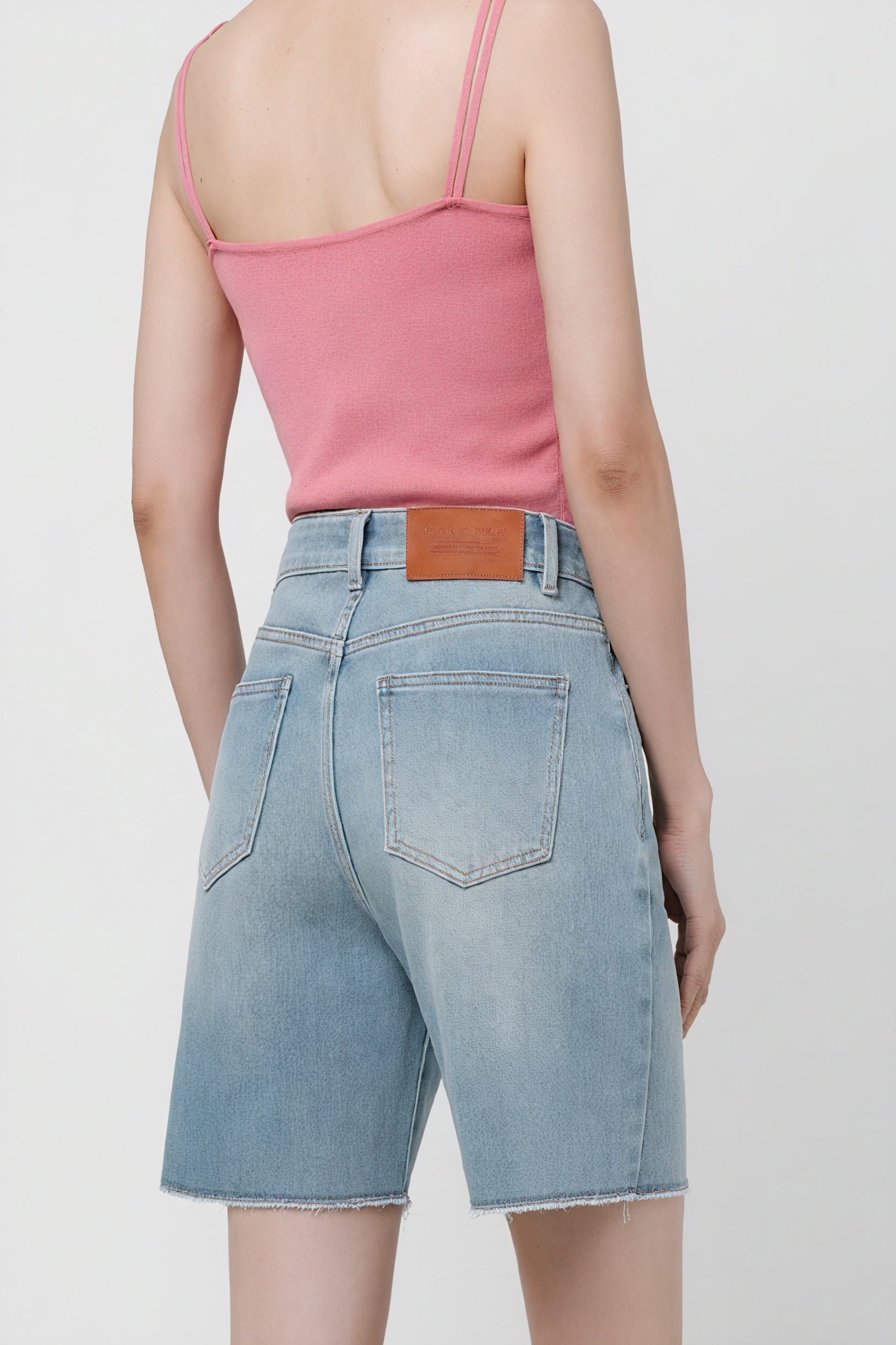 Relaxed Fit Denim Shorts - Raw Hem, Light Wash