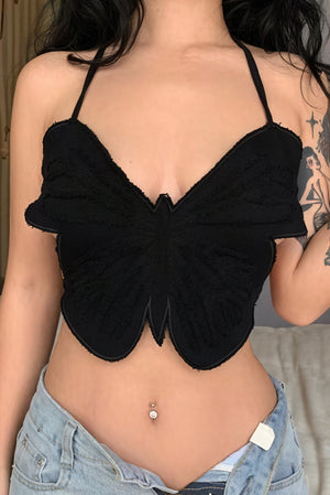 Butterfly Halter Top - Unique Perforated Design