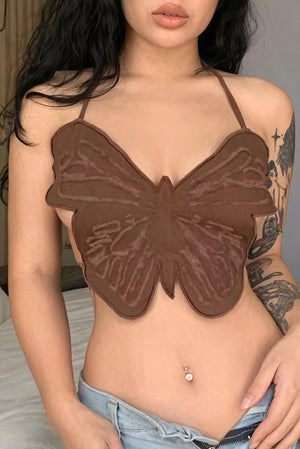 Butterfly Halter Top - Unique Perforated Design