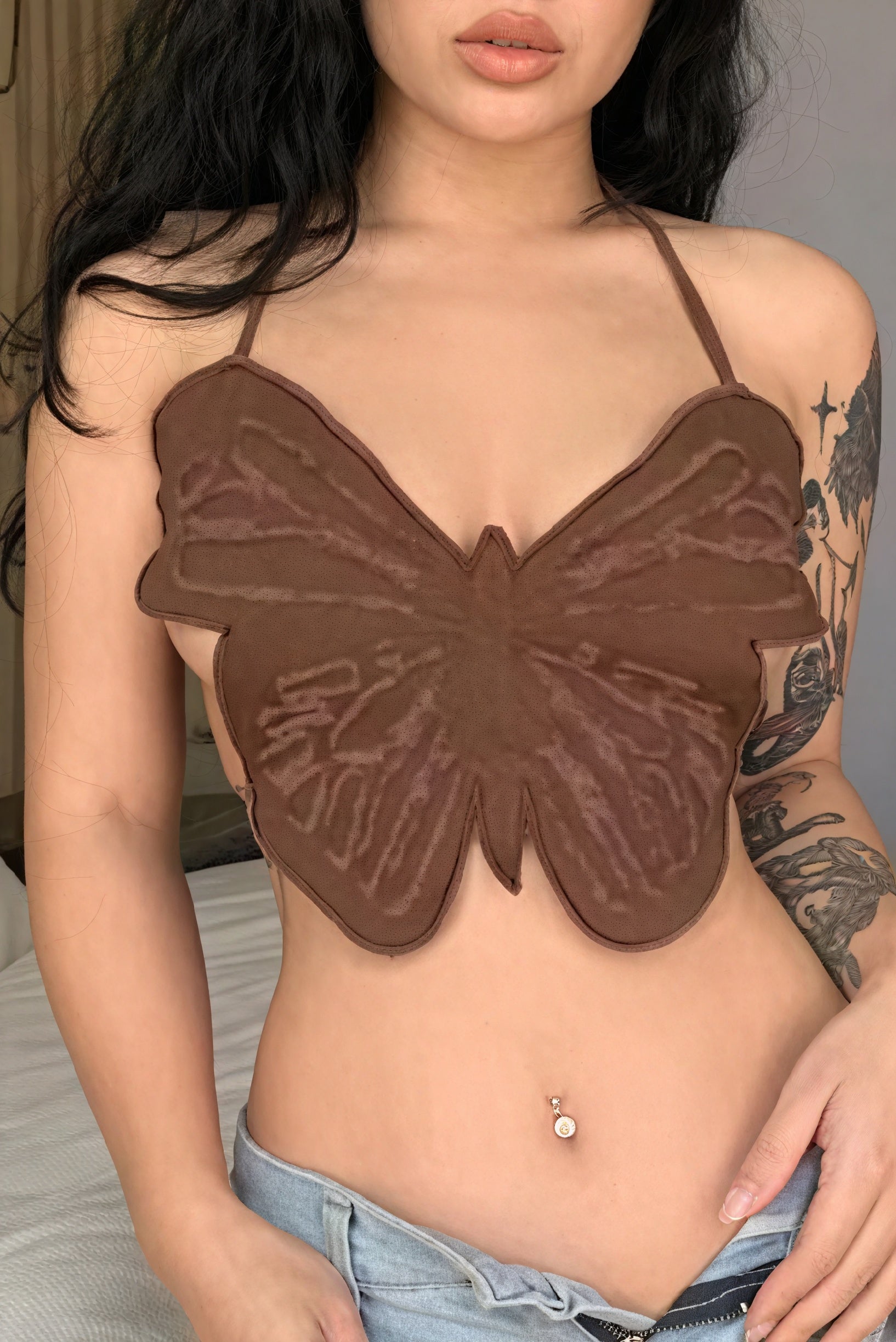 Butterfly Halter Top - Unique Perforated Design