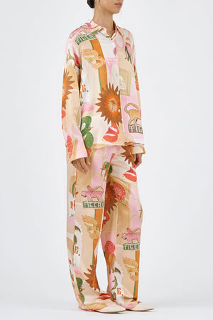 Printed Lounge Set - Relaxed Fit, Wide Leg