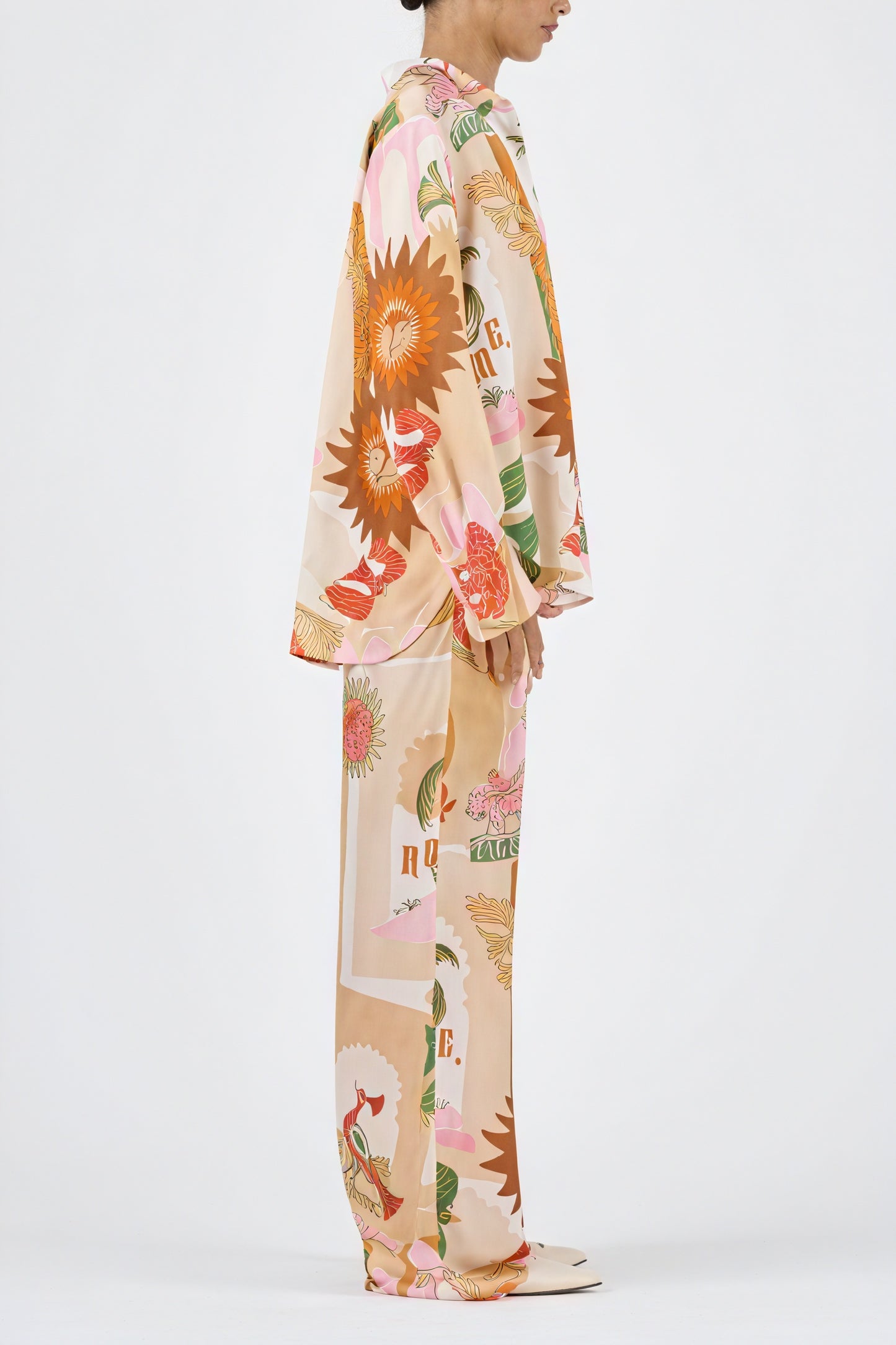 Printed Lounge Set - Relaxed Fit, Wide Leg