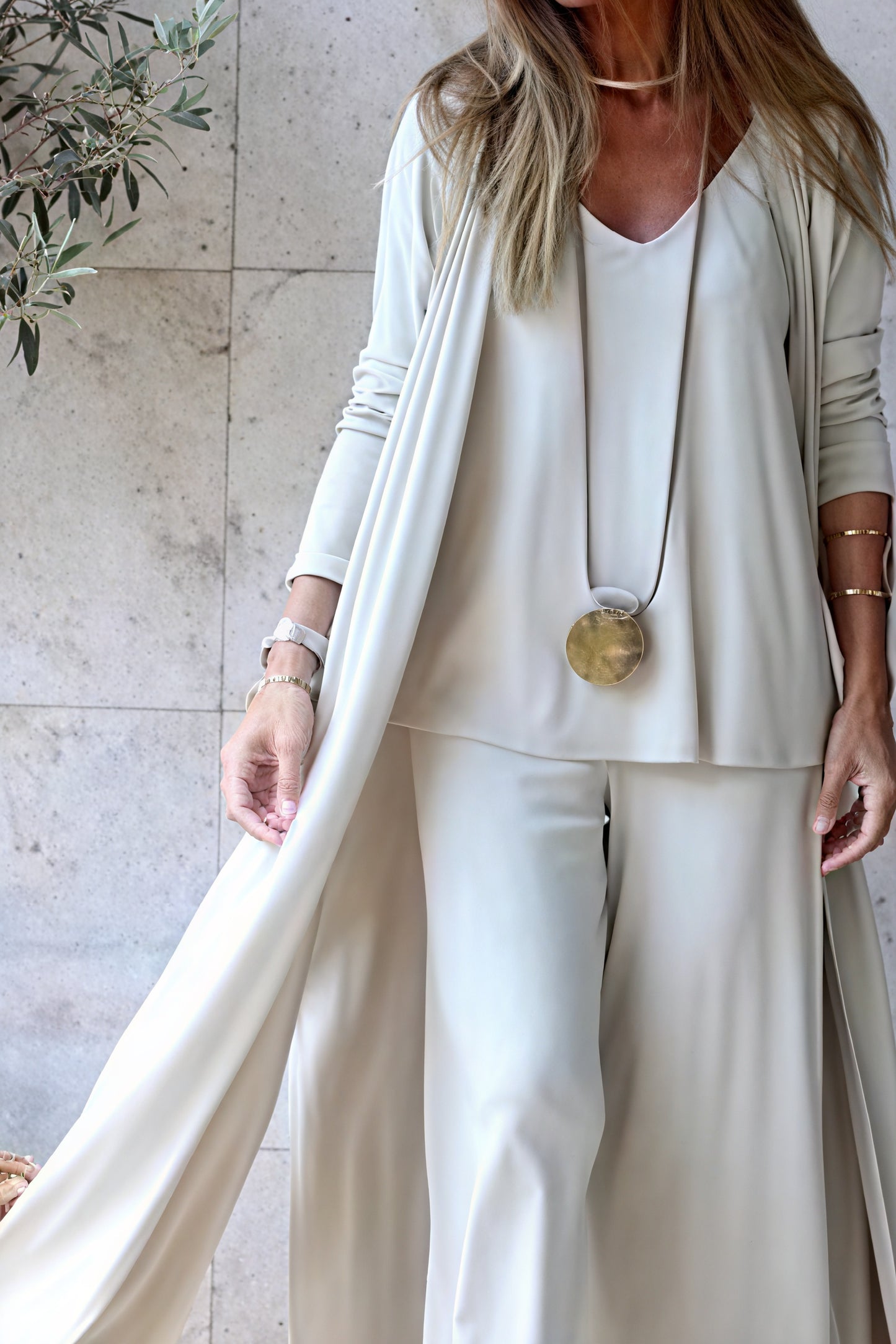 Flowing Suit - Wide-Leg Trousers, Cardigan