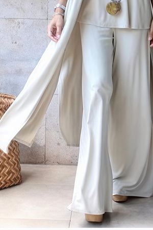 Flowing Suit - Wide-Leg Trousers, Cardigan