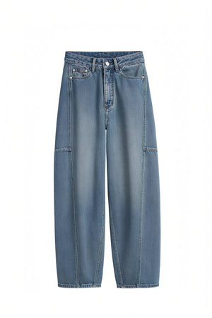 Wide-Leg Jeans with Vertical Seams
