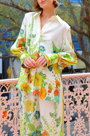 Floral Suit - Wide Leg Trousers, Cream