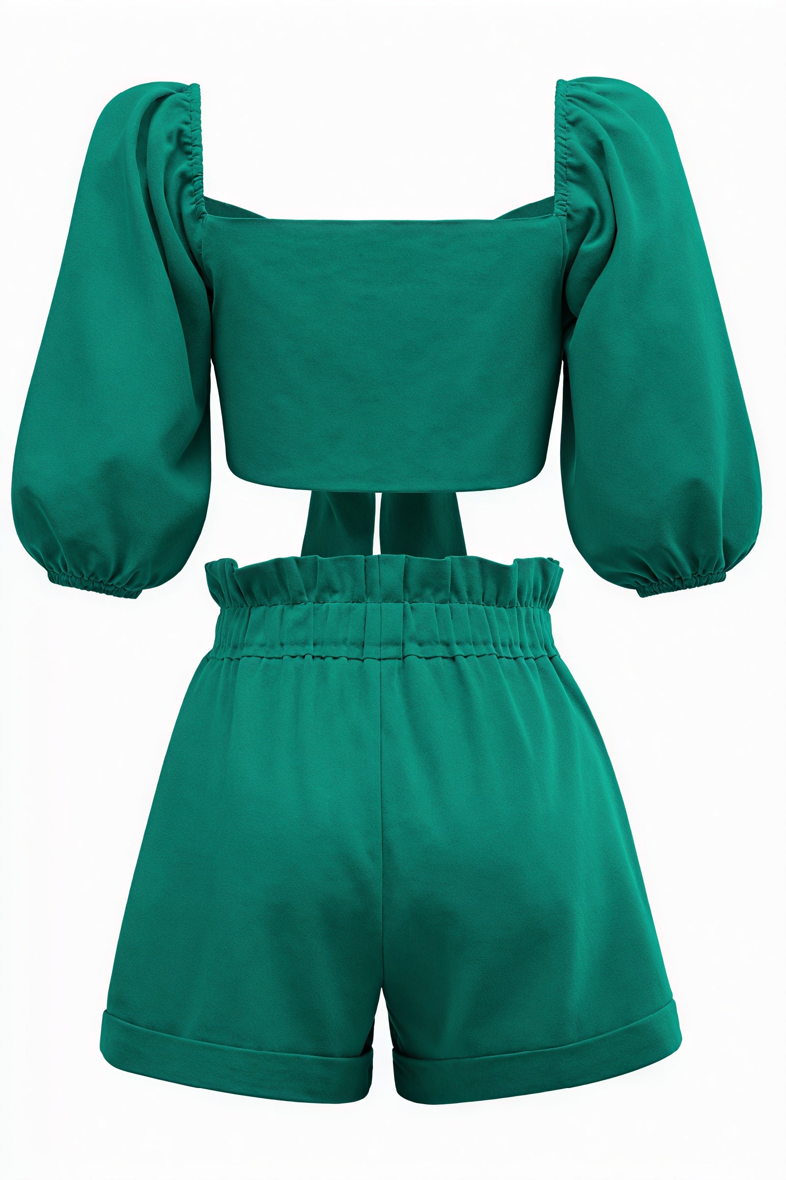 Tie-Front Top & High-Waisted Shorts Set