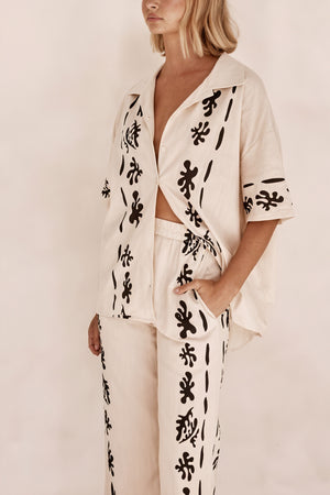 Abstract Linen Lounge Set - Relaxed Fit