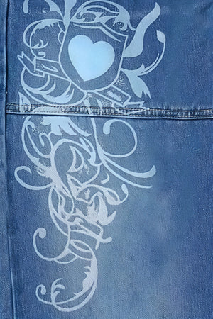 Floral Wide-Leg Jeans - High-Waisted Denim