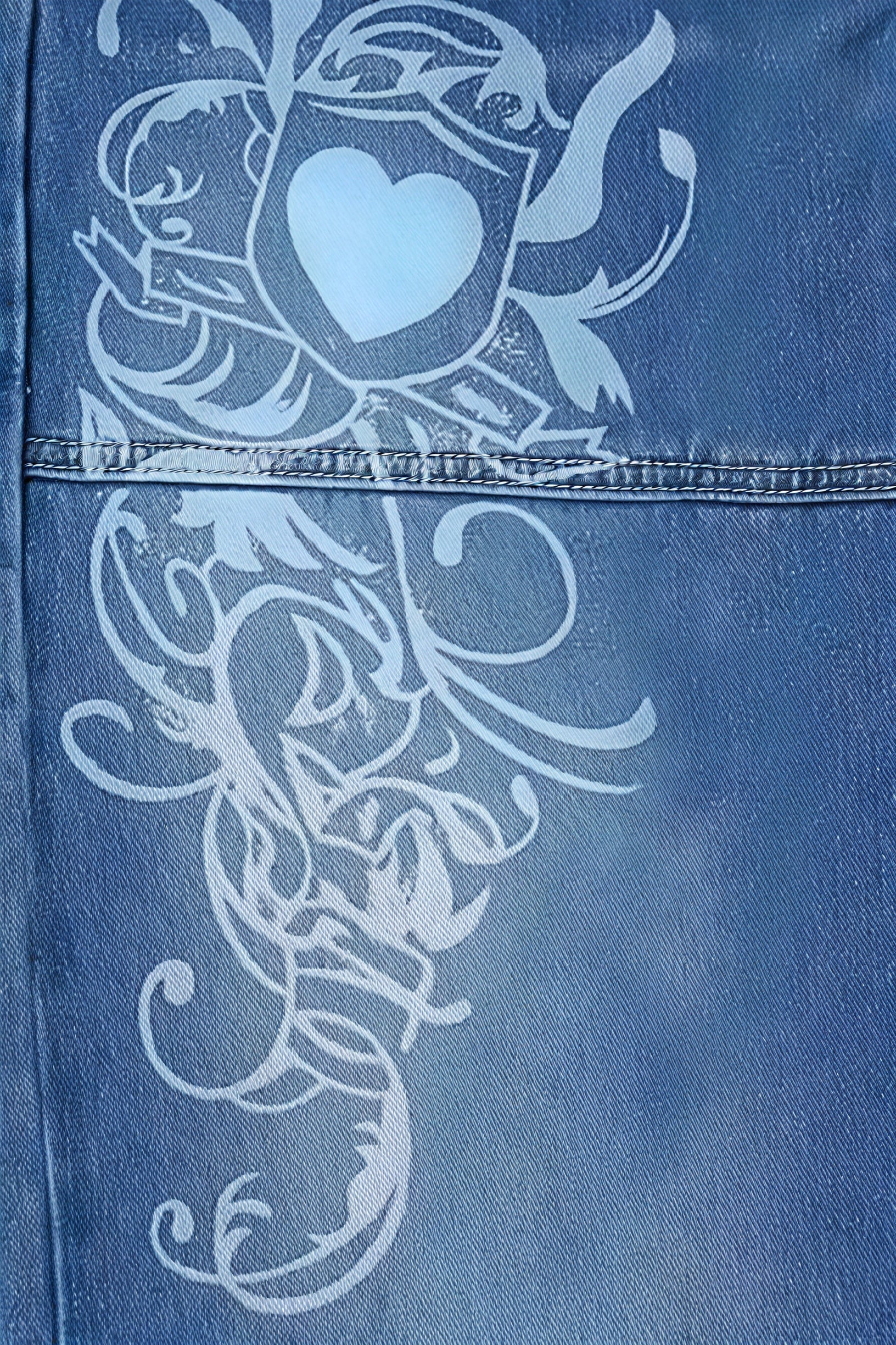 Floral Wide-Leg Jeans - High-Waisted Denim
