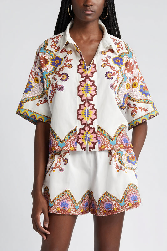 Bohemian Floral Button-Down Top