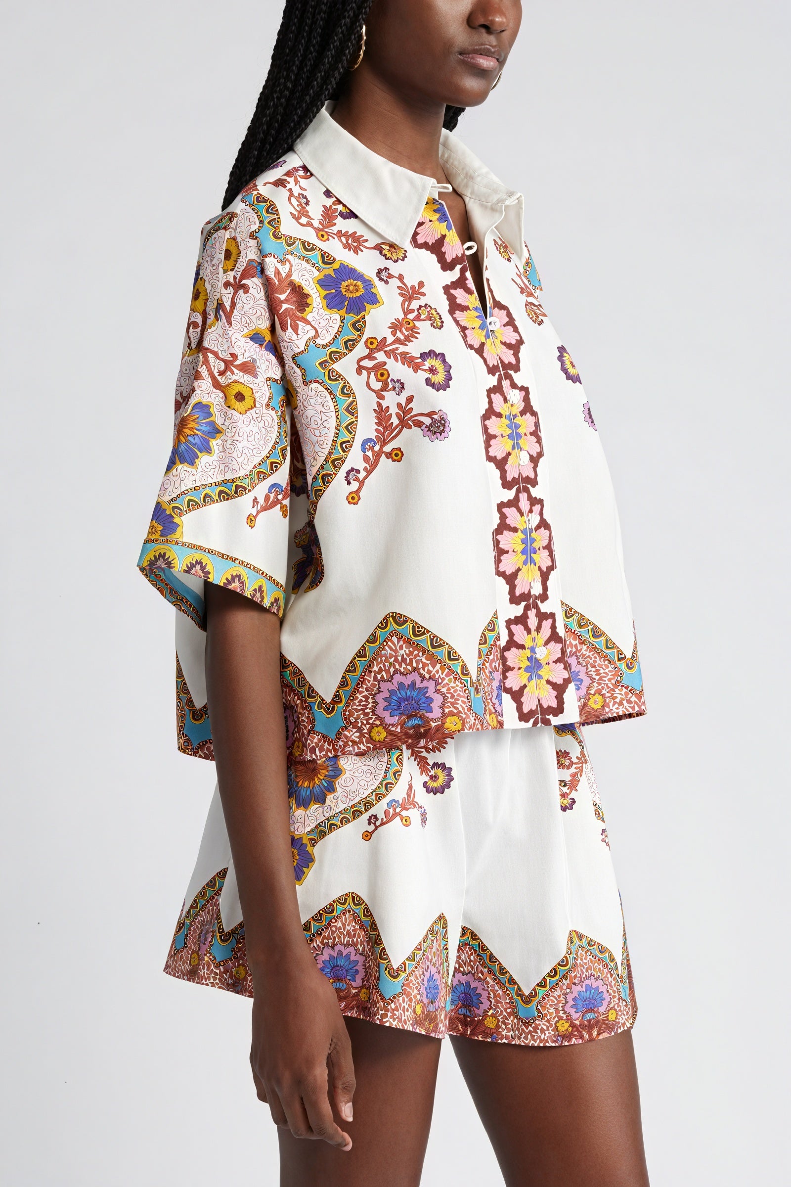 Bohemian Floral Button-Down Top