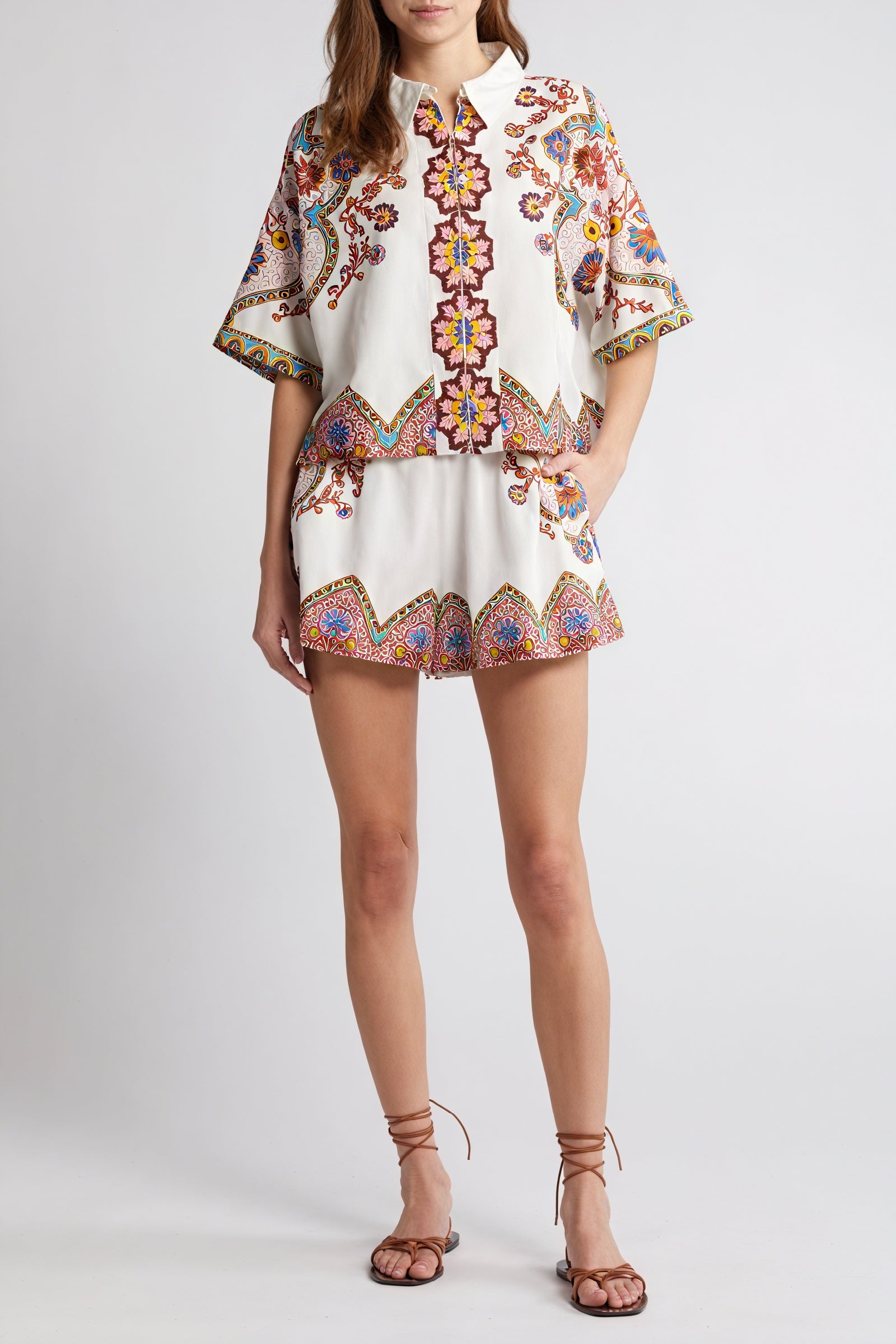 Bohemian Floral Button-Down Top