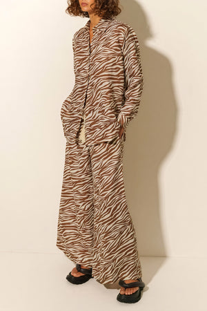 Zebra Print Set - Button-Down & Wide-Leg