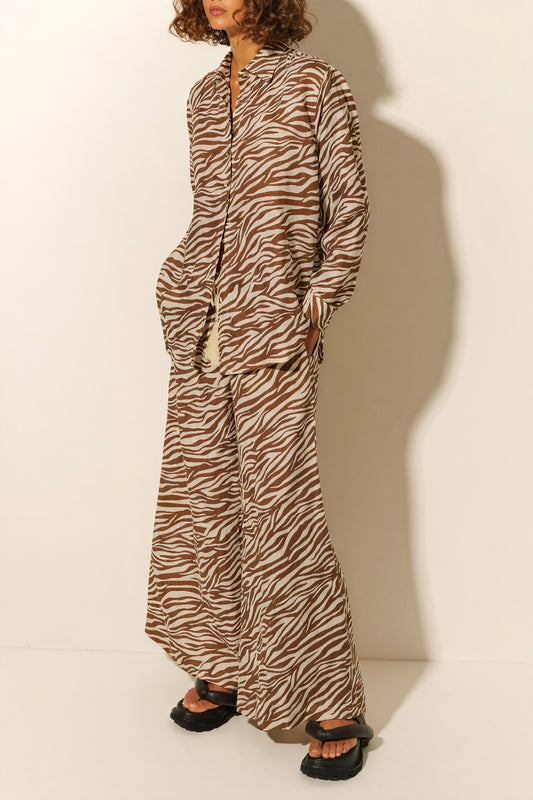 Zebra Print Set - Button-Down & Wide-Leg
