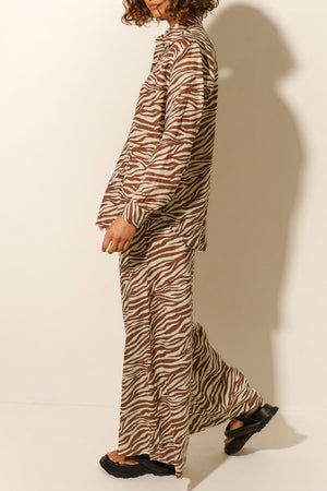 Zebra Print Set - Button-Down & Wide-Leg