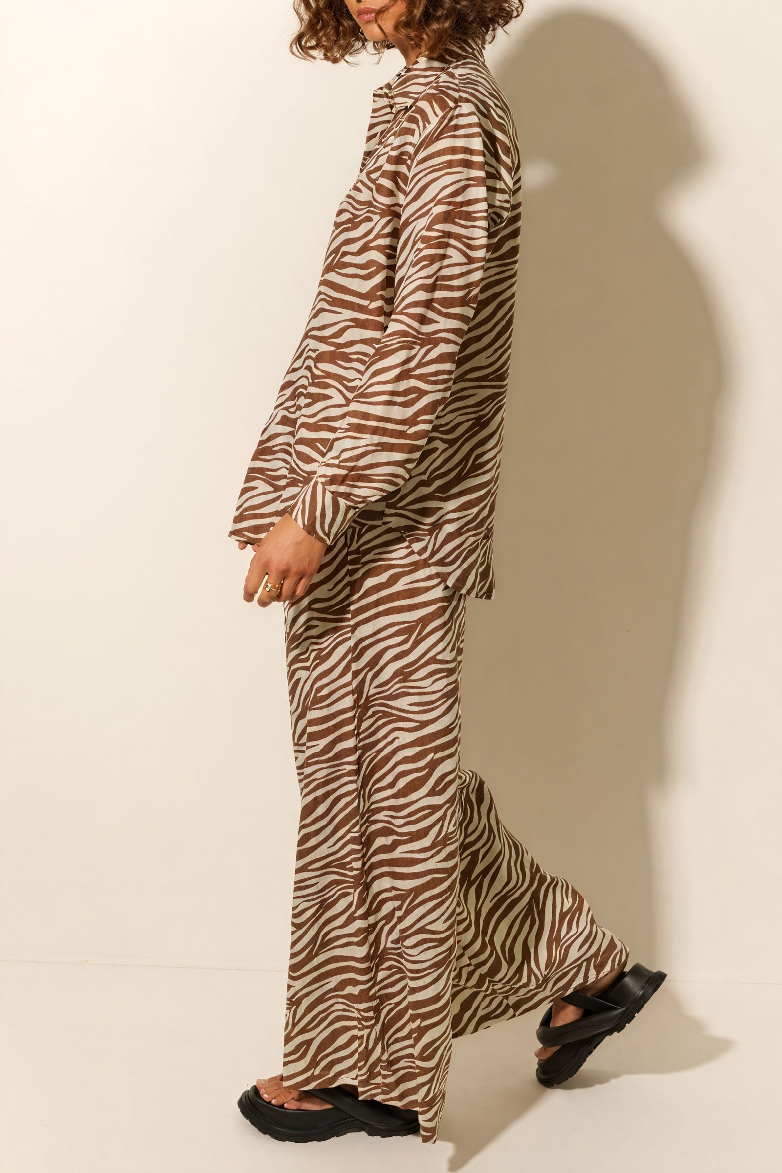 Zebra Print Set - Button-Down & Wide-Leg