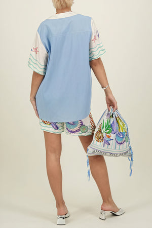 Marine Life Print Button-Down Shirt