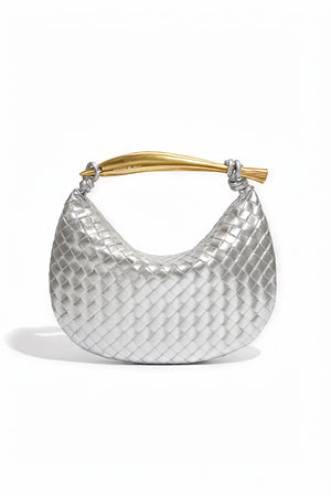 Woven Crescent Handbag - Metal Handle