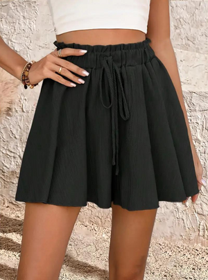Relaxed Fit Flared High-Waisted Shorts
