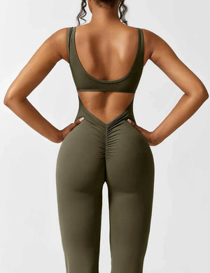 Women's Sleeveless Jumpsuit – Open Back, Flare Leg, Form-Fitting, Stretchy-83507-7f9a9311-24ba-4323-bdf3-2da1d740d71a