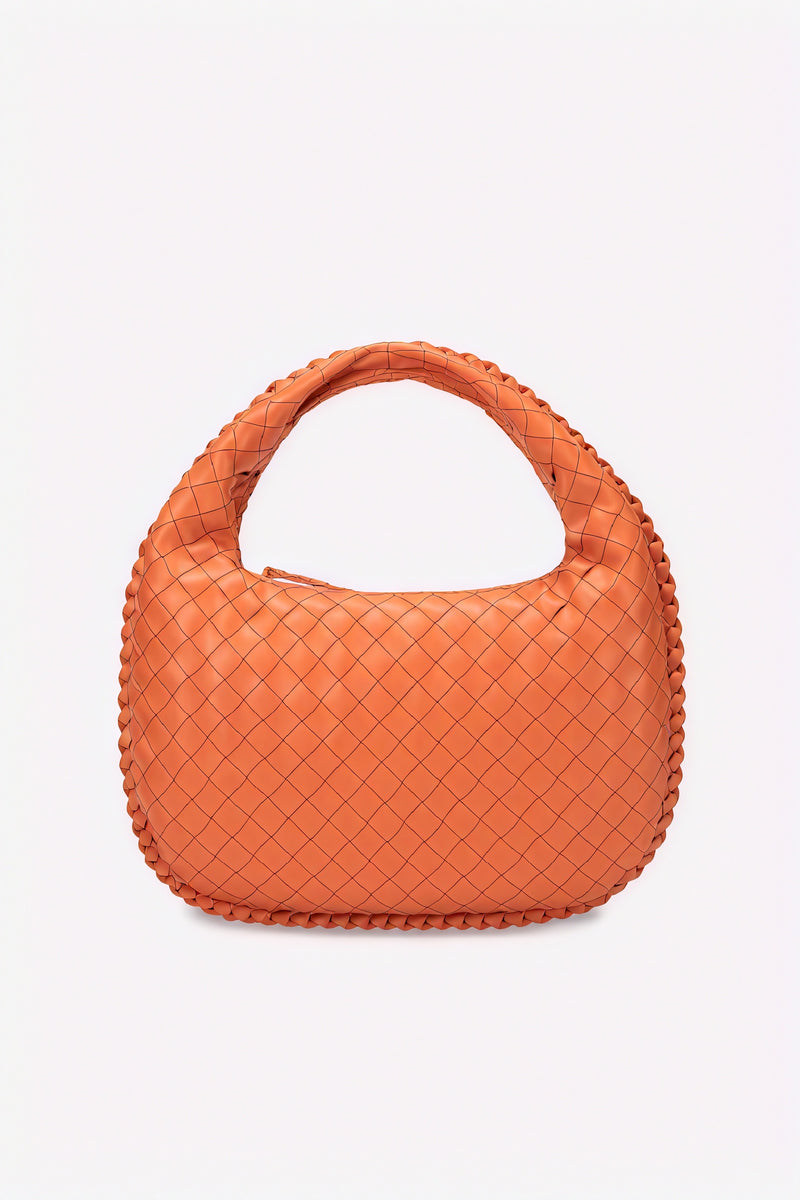 Woven Crescent Bag - Braided Handle Shoulder Bag