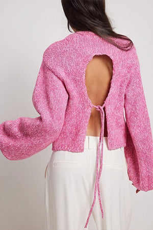 Textured Bell Sleeve Top - Crew Neck