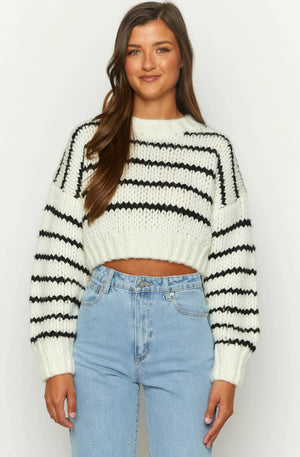 Striped Cropped Knit - Chunky Sweater
