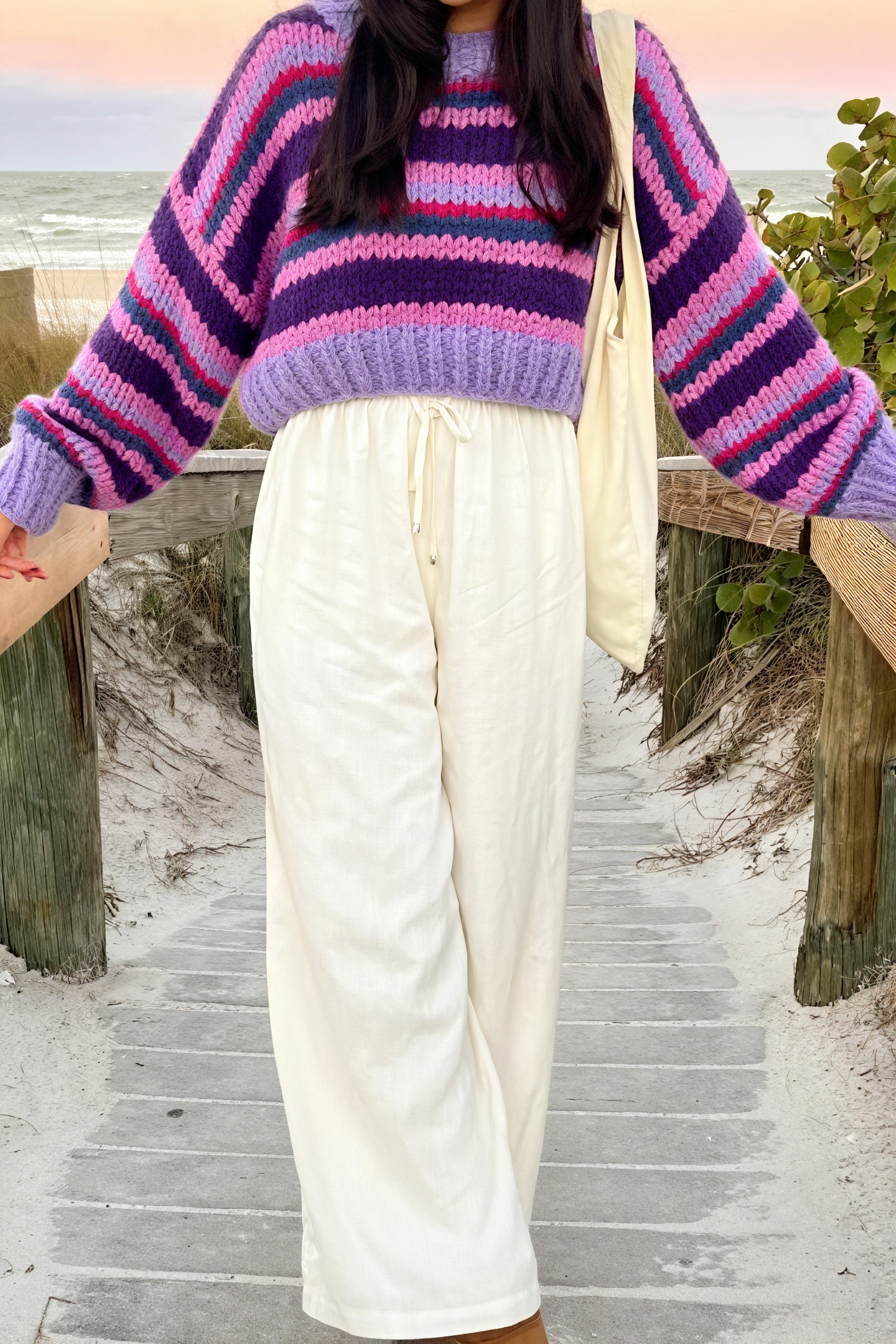 Striped Cropped Knit - Chunky Sweater