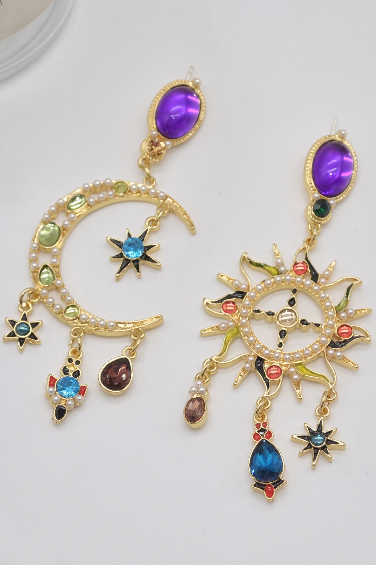 Sunburst Gemstone Dangle Earrings