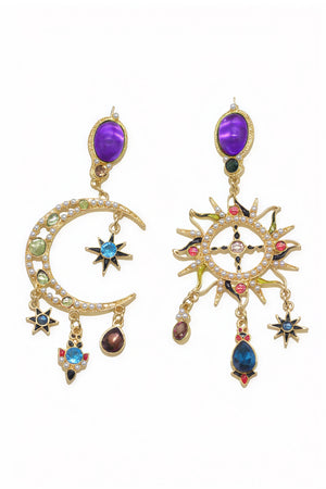 Sunburst Gemstone Dangle Earrings