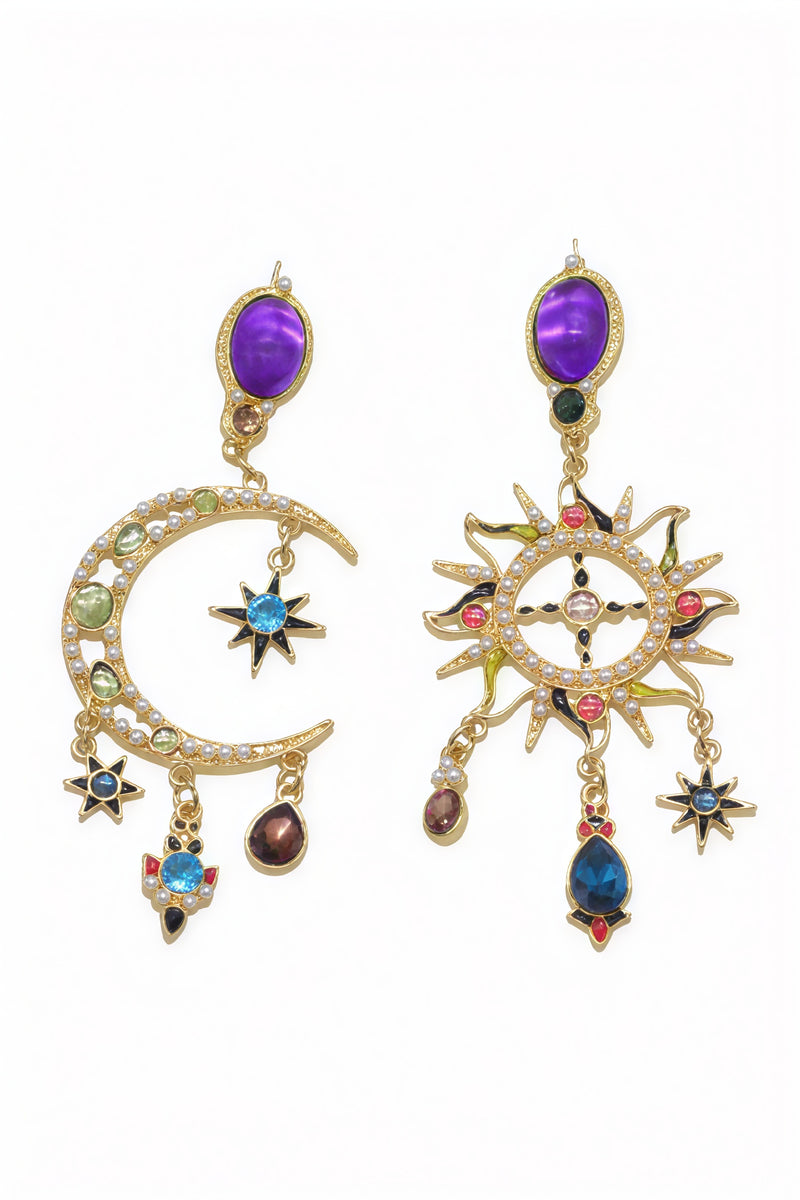 Sunburst Gemstone Dangle Earrings