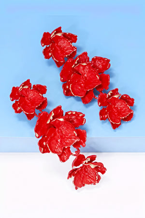 Floral Drop Earrings - Tiered Flower Design