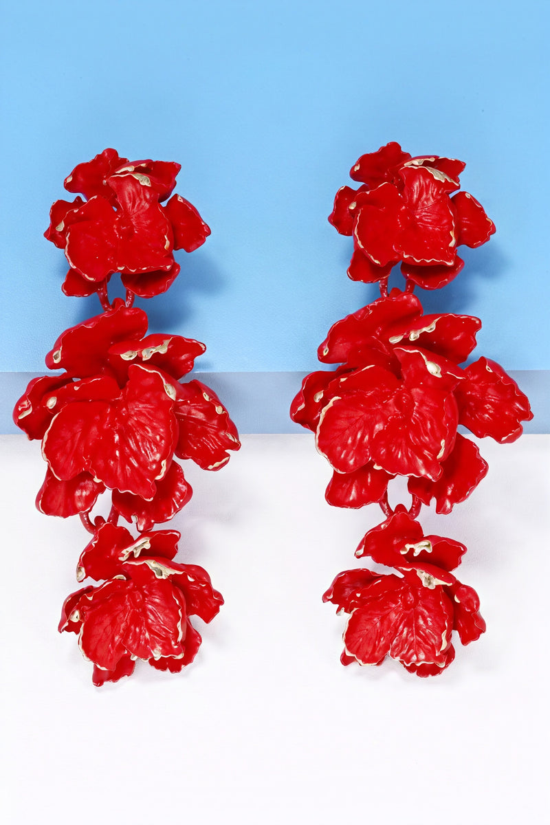 Floral Drop Earrings - Tiered Flower Design