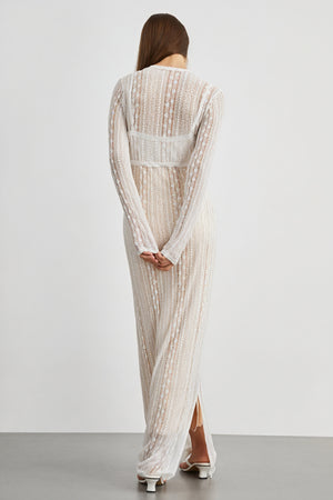 Sheer Maxi Dress with Striped Bolero
