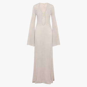 Plunging Neck Maxi Dress with Slit