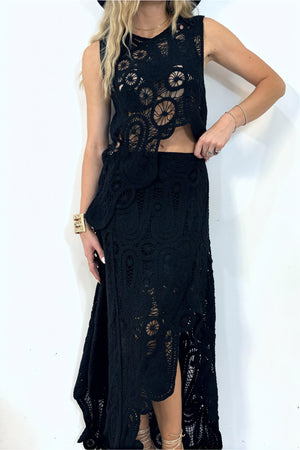 Bohemian Lace Crochet High-Low Dress