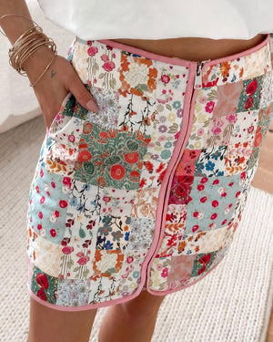 Bohemian Patchwork Quilted Jacket - Floral Design