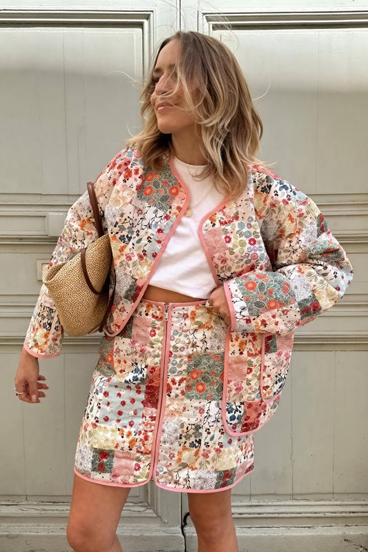 Bohemian Patchwork Quilted Jacket - Floral Design