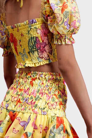 Floral Two-Piece Set - Smocked Bodice, Ruffle Skirt