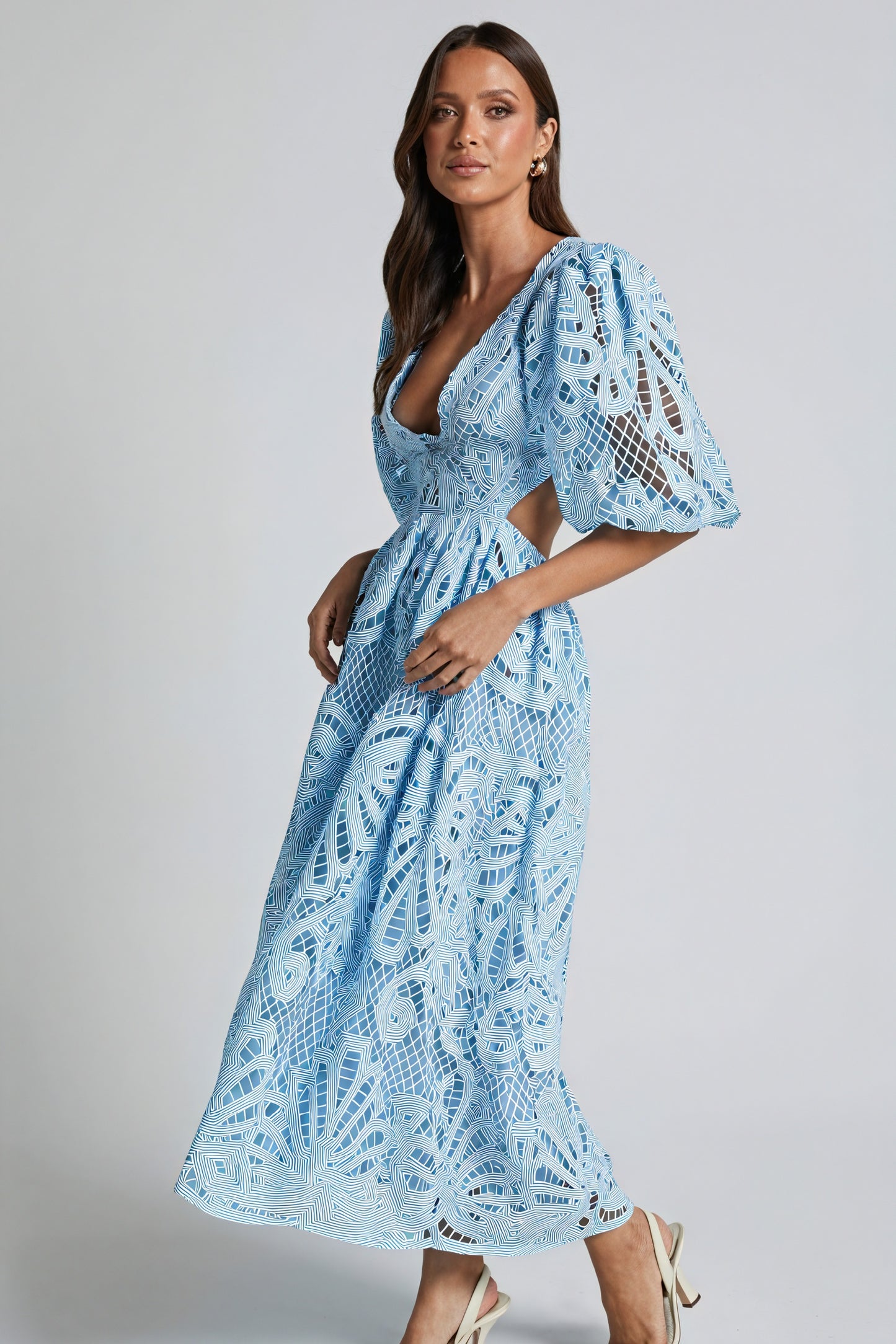 Cut-Out Midi Dress - Plunging Neckline