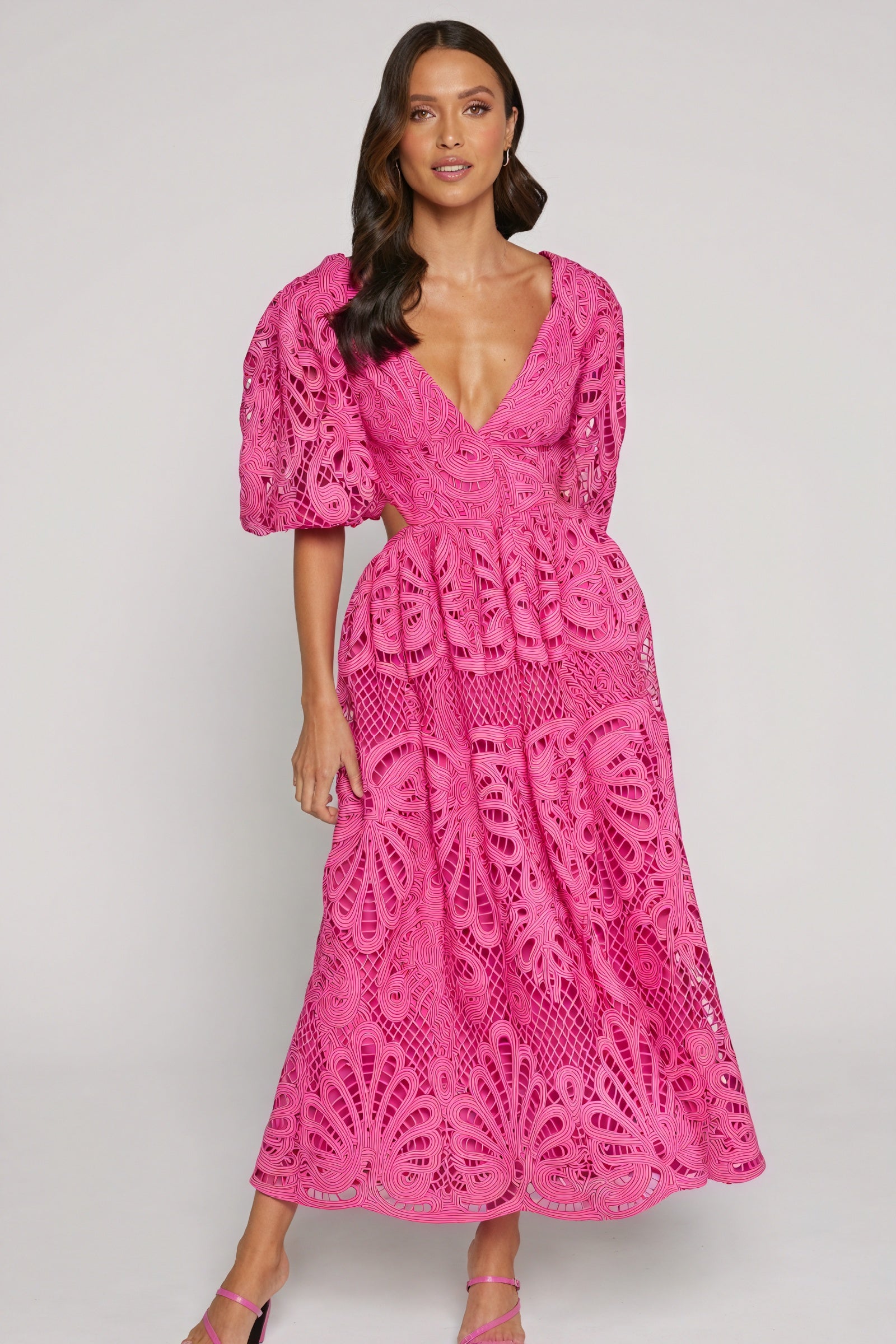 Cut-Out Midi Dress - Plunging Neckline