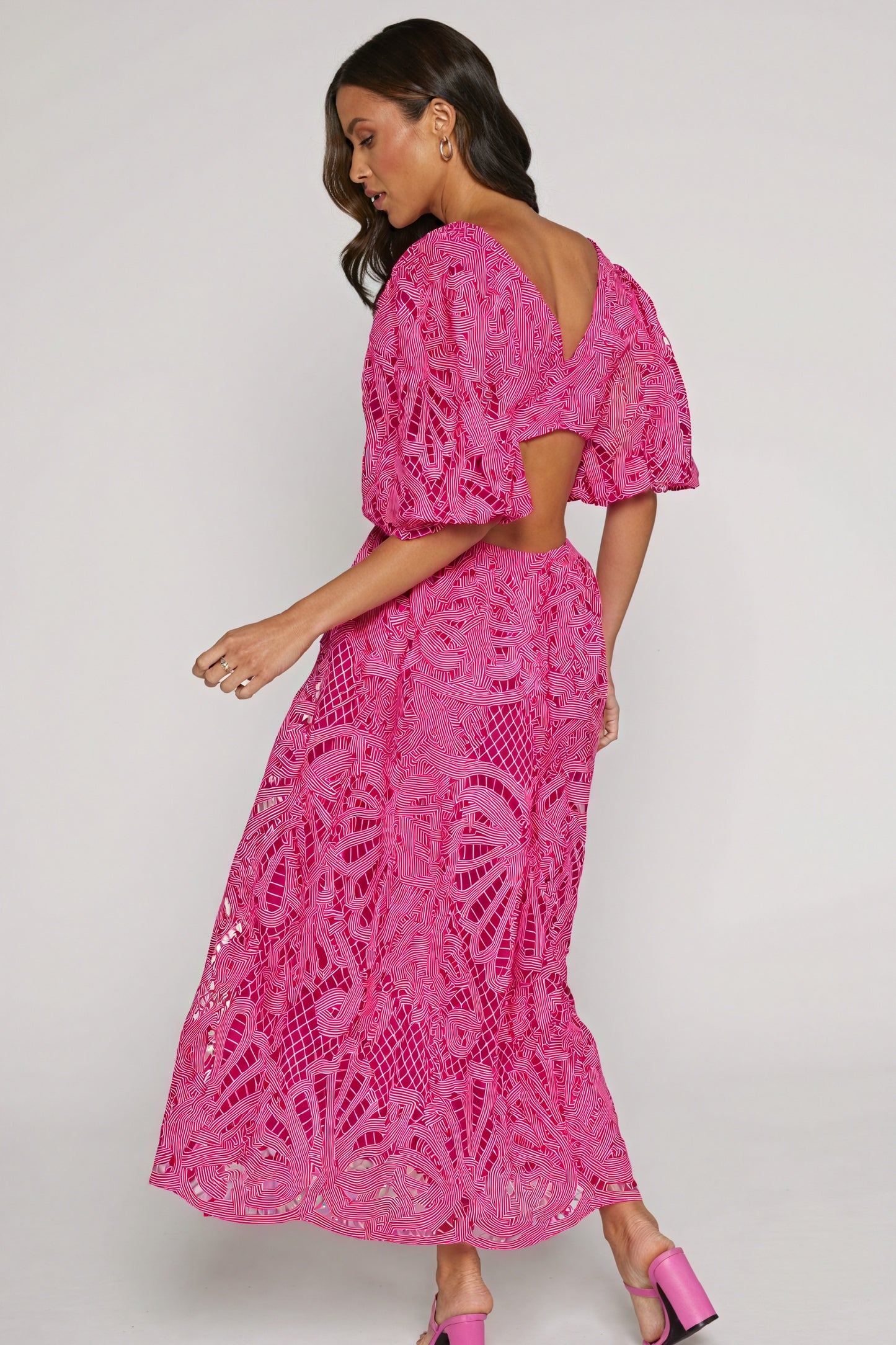 Cut-Out Midi Dress - Plunging Neckline
