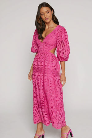 Cut-Out Midi Dress - Plunging Neckline
