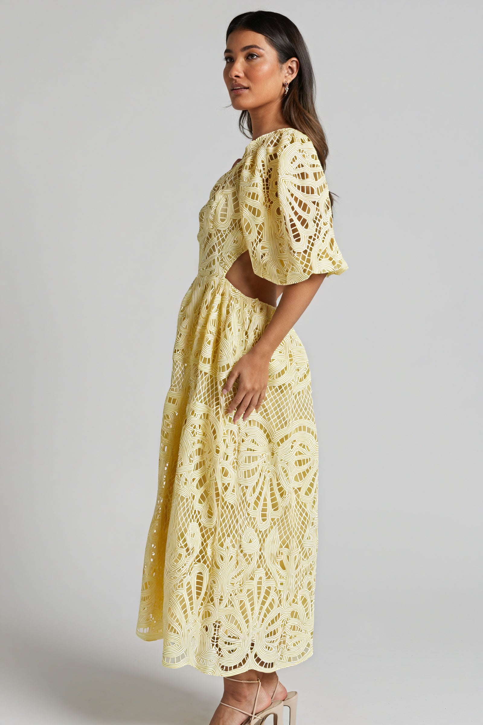 Cut-Out Midi Dress - Plunging Neckline