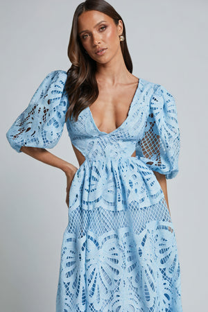 Cut-Out Midi Dress - Plunging Neckline