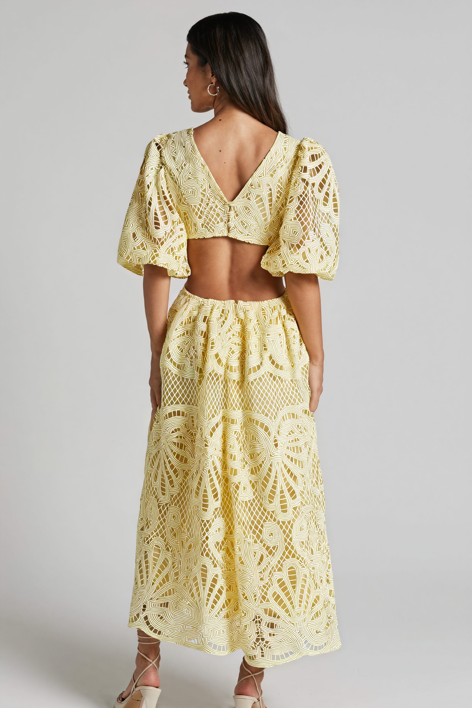 Cut-Out Midi Dress - Plunging Neckline